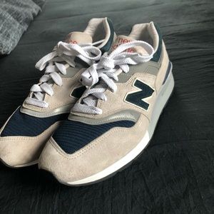 New Balance Beige and Navy Blue Colorway